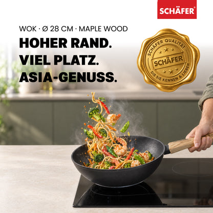 SCHÄFER Wok Ø 28 cm Maple Wood – Antihaftbeschichtung, induktionsgeeignet – Ansicht 2