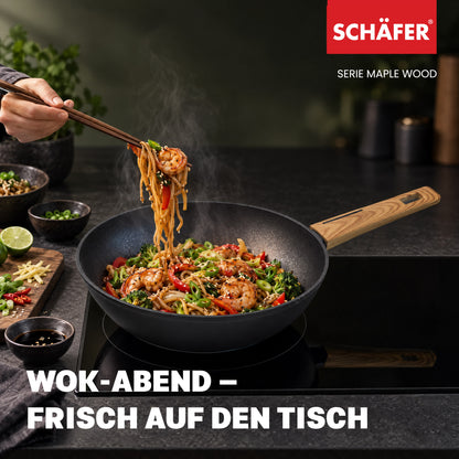 SCHÄFER Wok Ø 28 cm Maple Wood – Antihaftbeschichtung, induktionsgeeignet – Ansicht 7