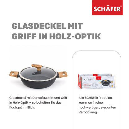 SCHÄFER Servierpfanne Ø 28 cm Maple Wood mit Glasdeckel – Antihaftbeschichtung, induktionsgeeignet – Ansicht 3