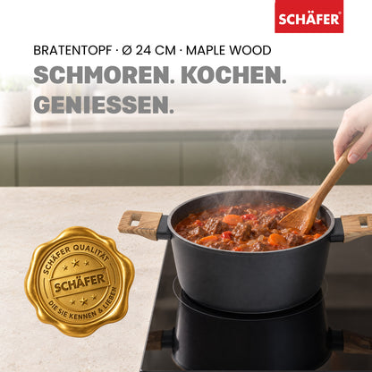 SCHÄFER Bratentopf Ø 24 cm Maple Wood – Antihaftbeschichtung, induktionsgeeignet – Ansicht 2