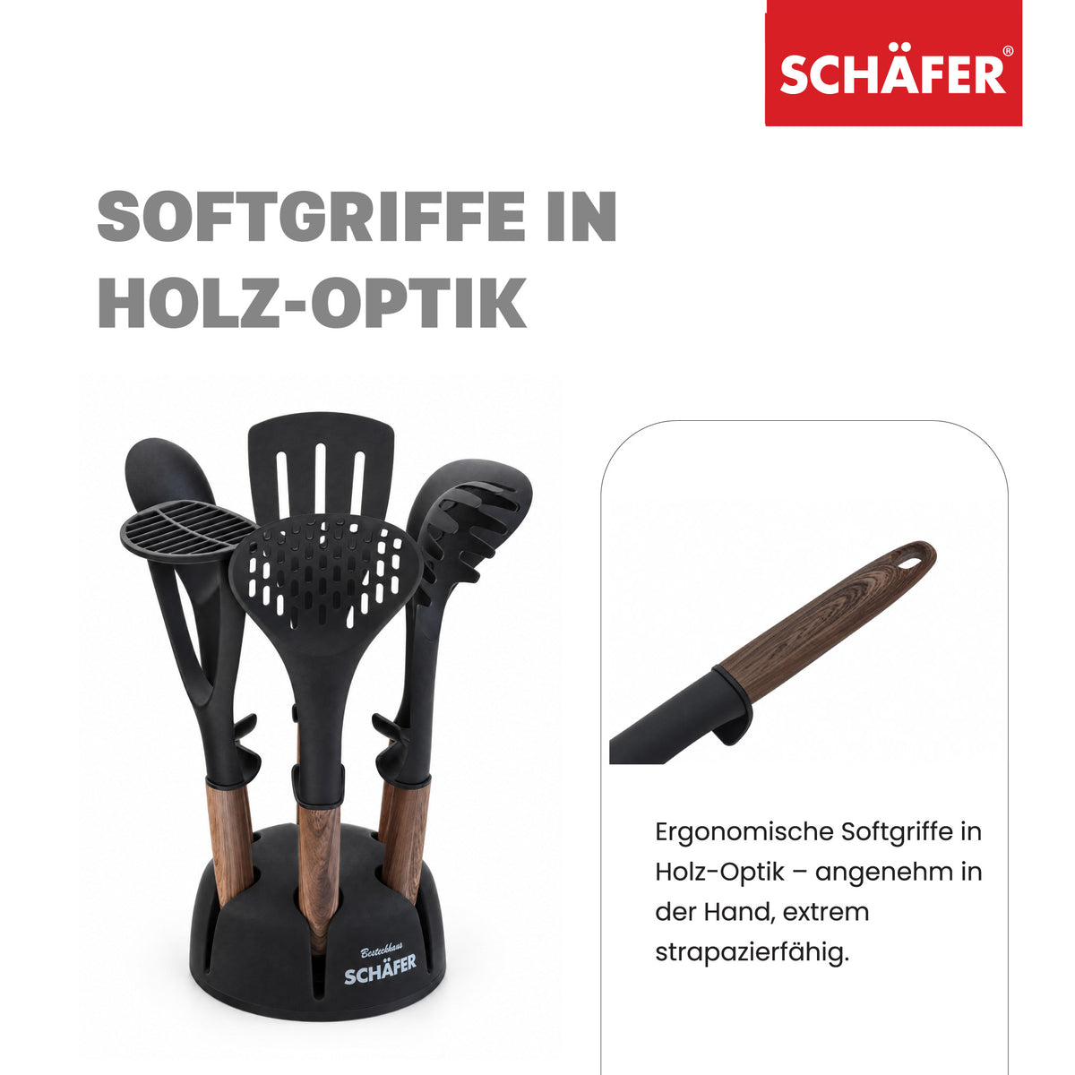 SCHÄFER 7-tlg. Küchenhelfer-Set Maple Wood – hitzebeständig bis 180 °C – Ansicht 3