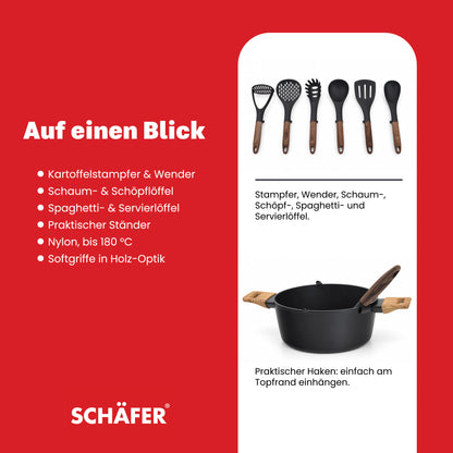 SCHÄFER 7-tlg. Küchenhelfer-Set Maple Wood – hitzebeständig bis 180 °C – Ansicht 4