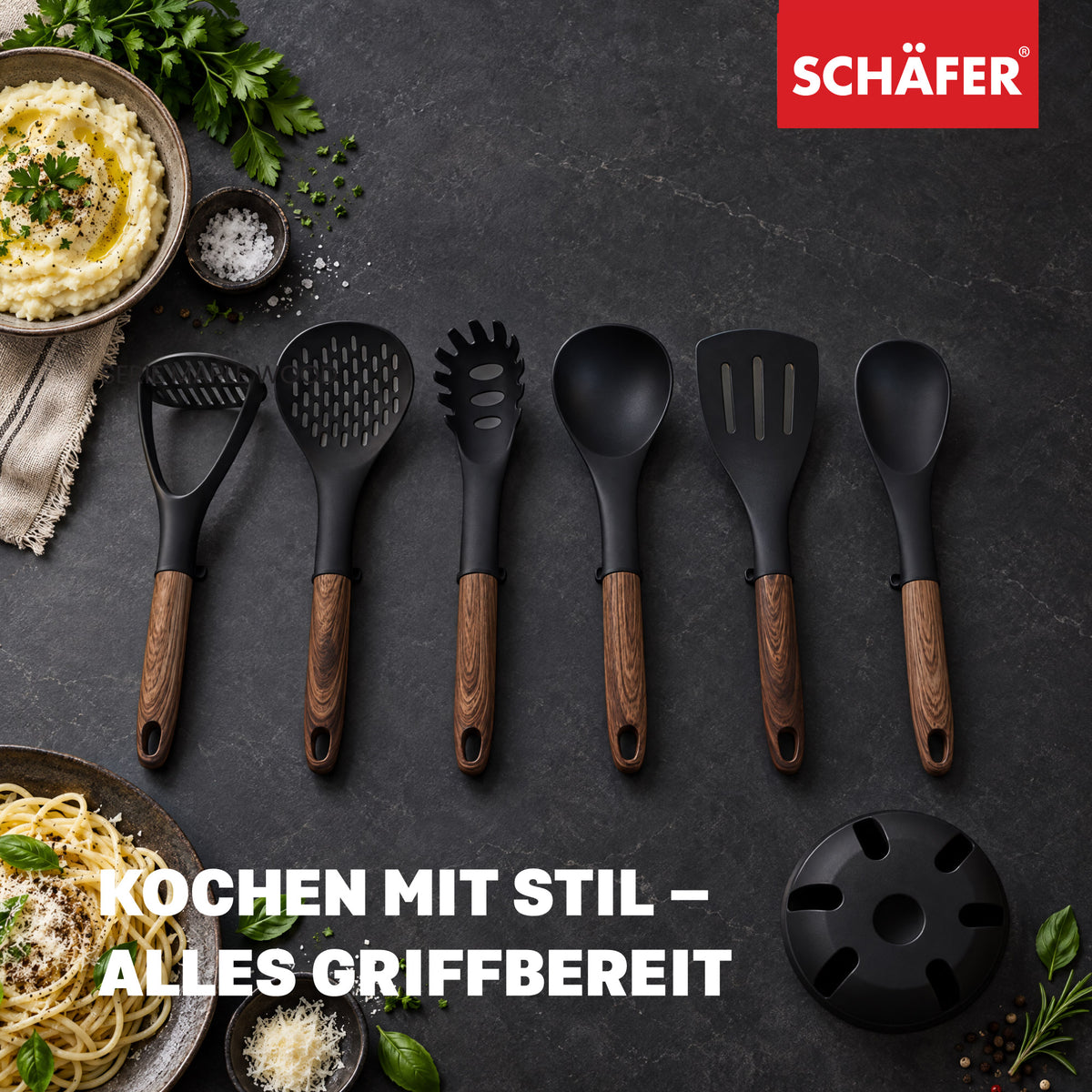 SCHÄFER 7-tlg. Küchenhelfer-Set Maple Wood – hitzebeständig bis 180 °C – Ansicht 7