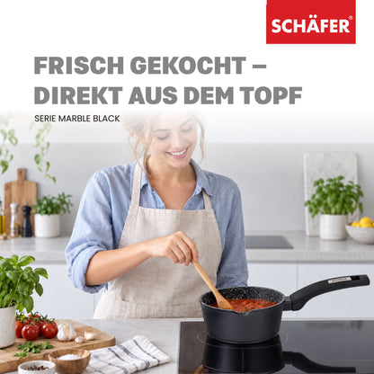 SCHÄFER Stieltopf Ø 16 cm Marble Black – Antihaftbeschichtung, induktionsgeeignet – Ansicht 7