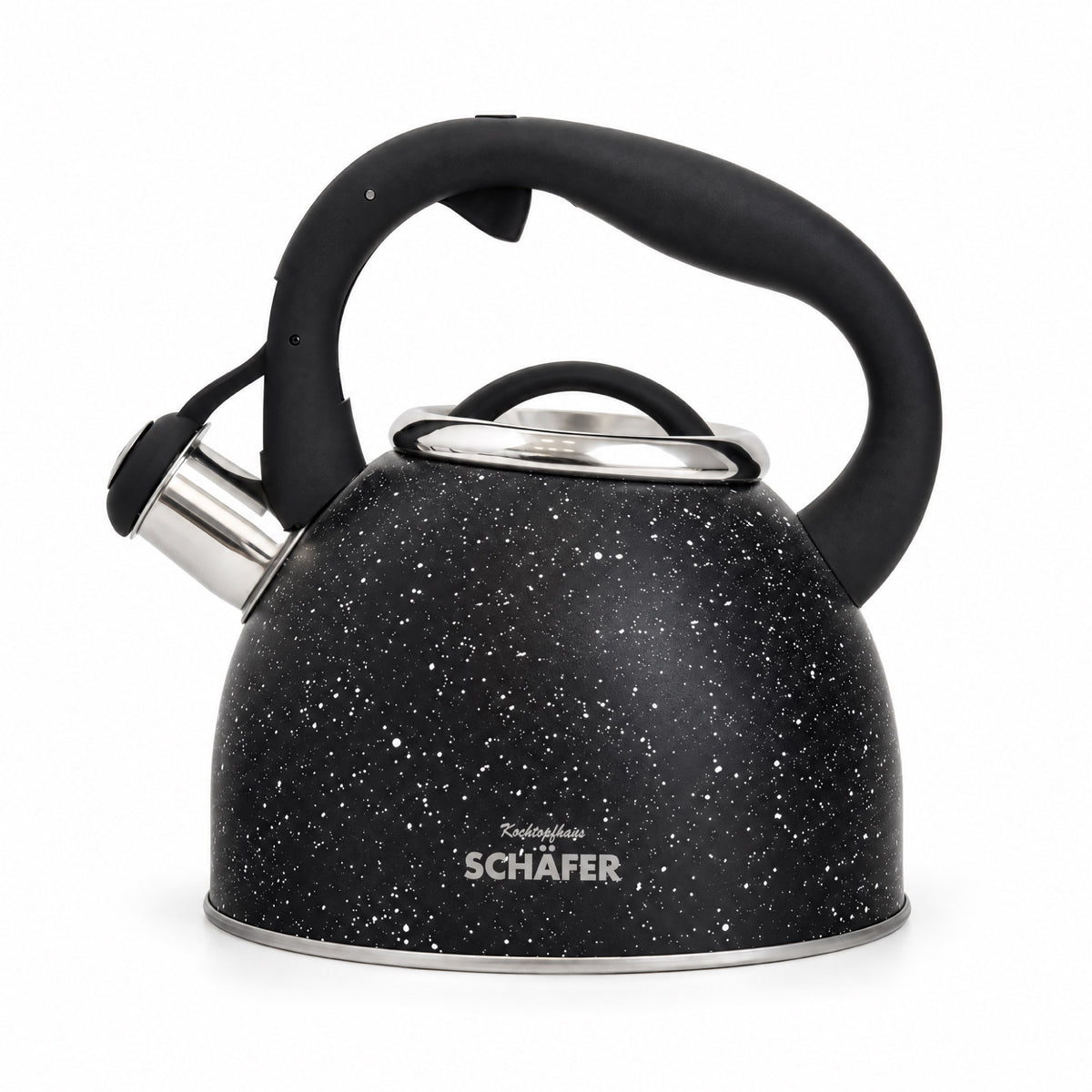 SCHÄFER Edelstahl Flötenkessel 2,5 l Black mit Softgriff