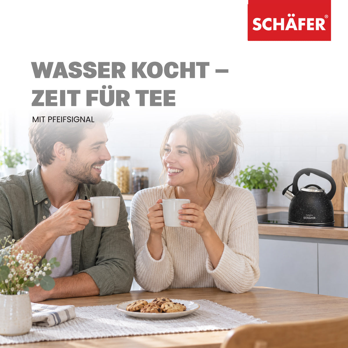 SCHÄFER Edelstahl Flötenkessel 2,5 l Black mit Softgriff – Ansicht 7