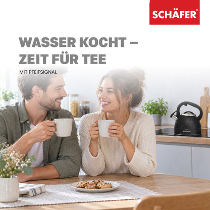 SCHÄFER Edelstahl Flötenkessel 2,5 l Black mit Softgriff – Ansicht 7
