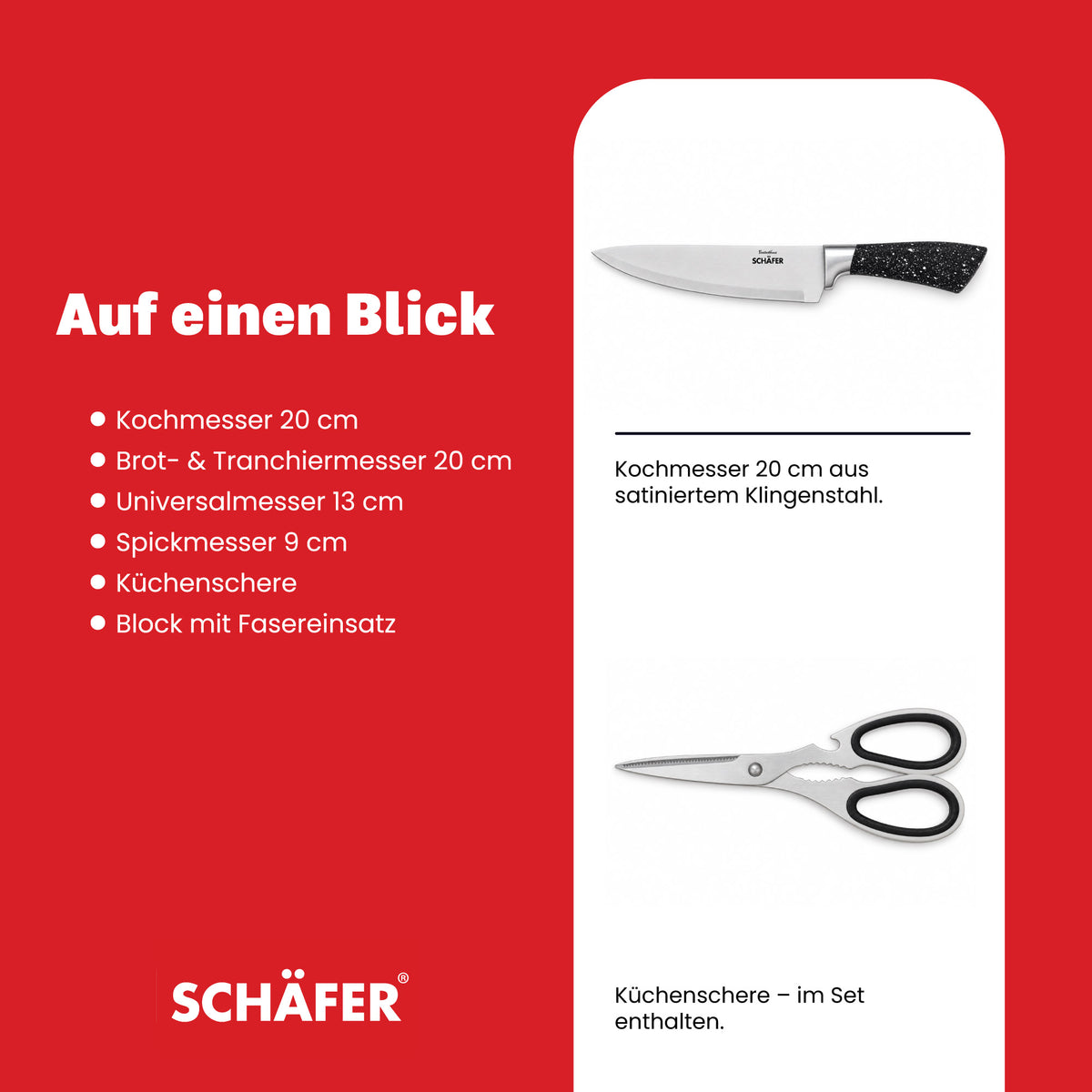 SCHÄFER 7-tlg. Messerblock Black – Ansicht 4