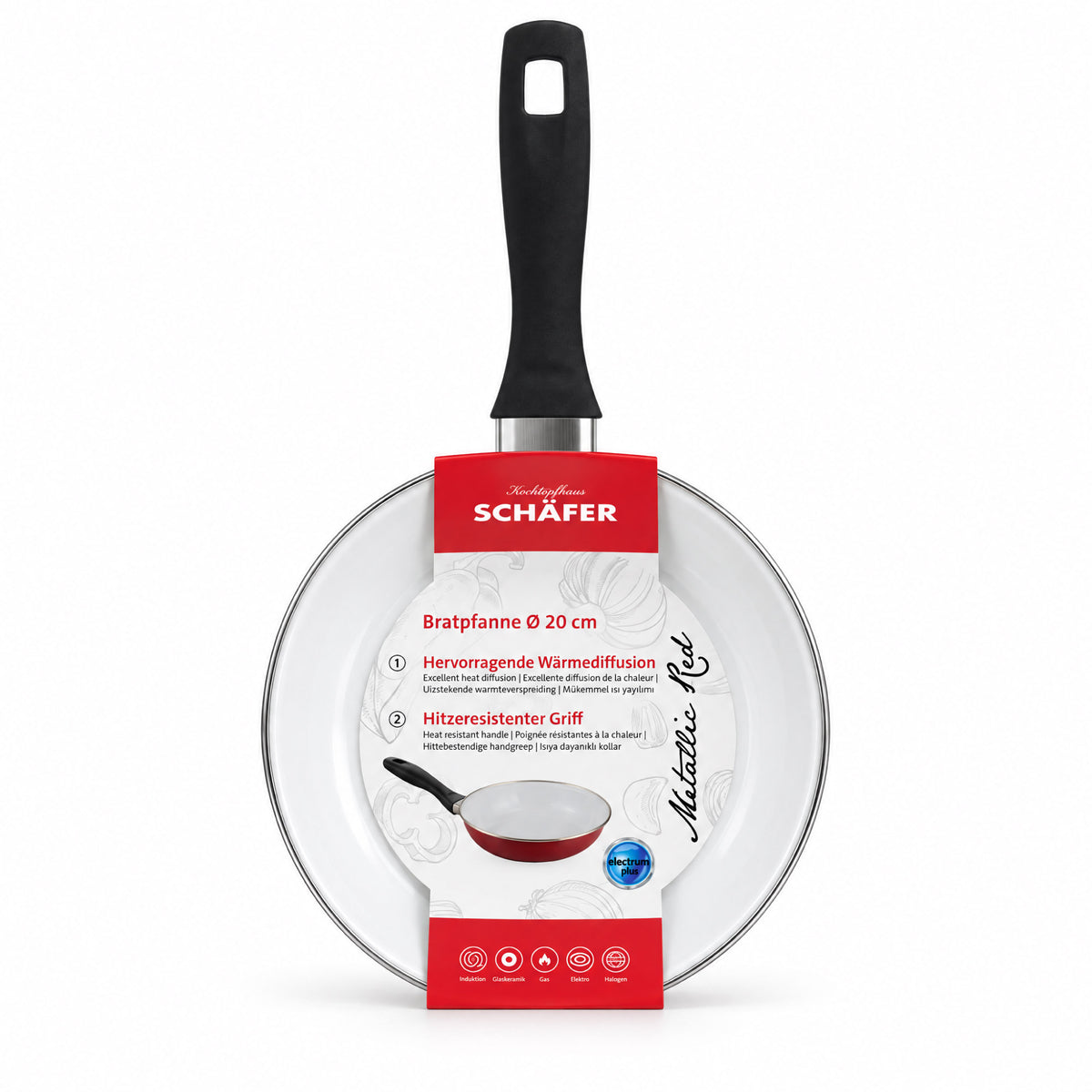 SCHÄFER Emaille Bratpfanne Ø 20 cm Metallic Red – induktionsgeeignet