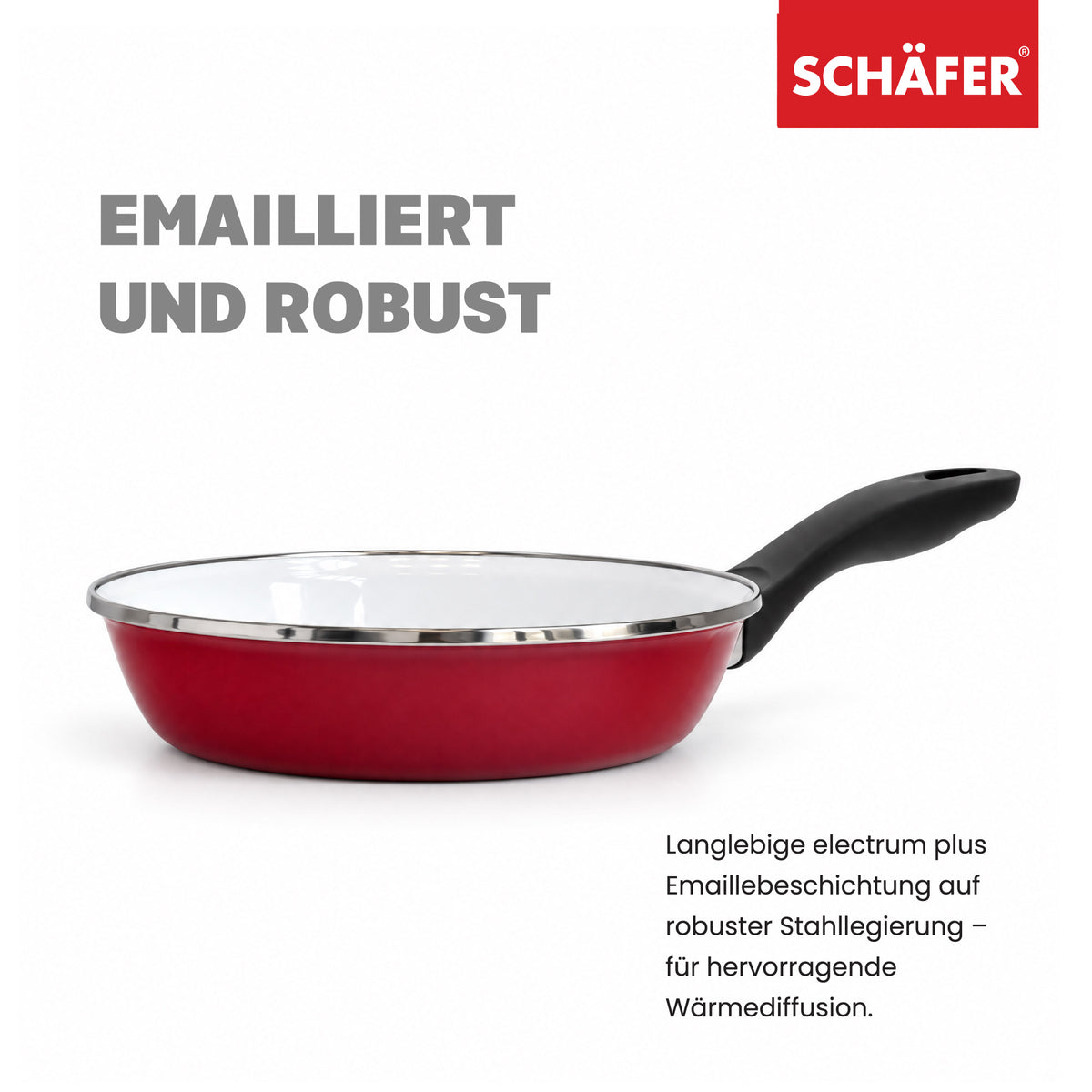 SCHÄFER Emaille Bratpfanne Ø 20 cm Metallic Red – induktionsgeeignet – Ansicht 3