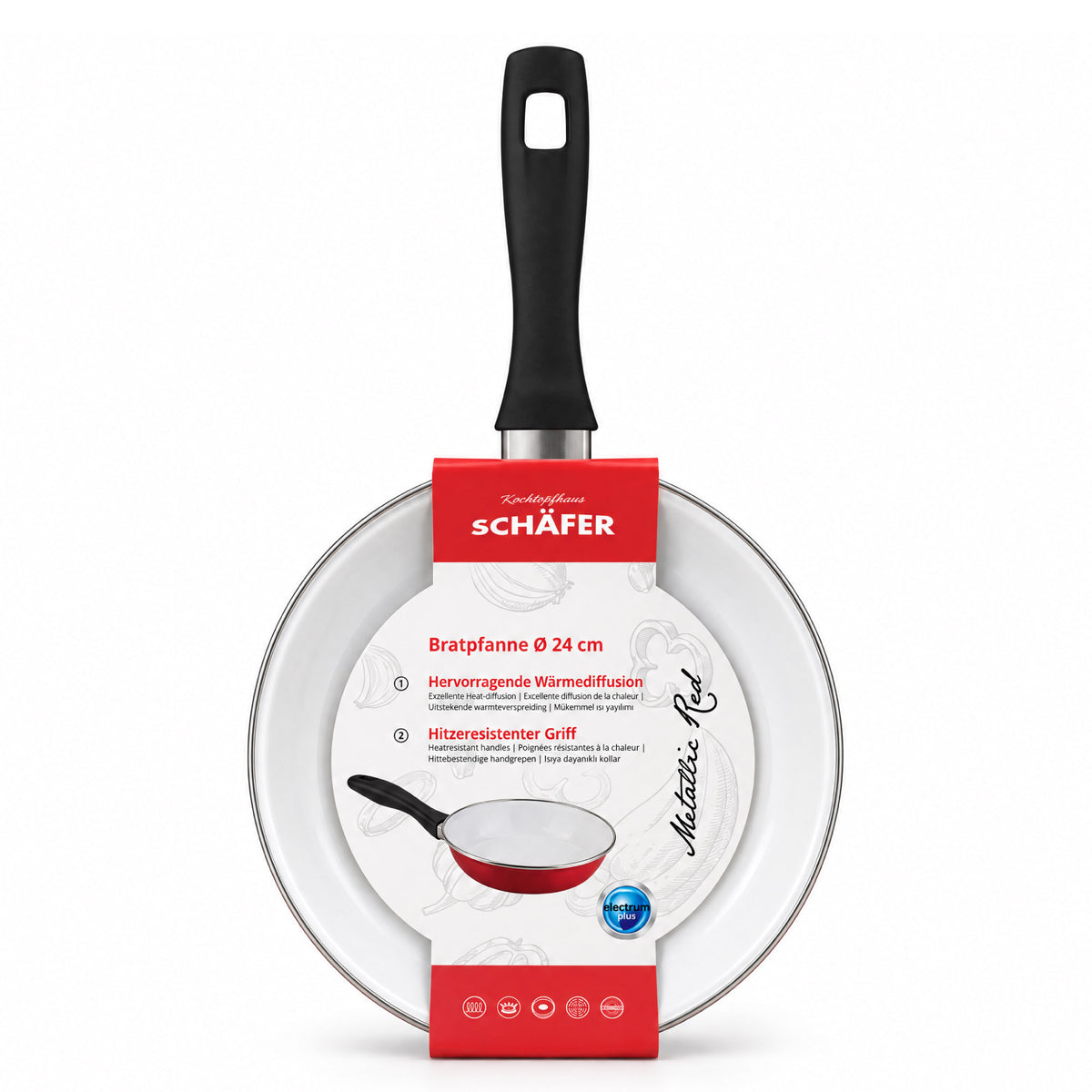 SCHÄFER Emaille Bratpfanne Ø 24 cm Metallic Red – induktionsgeeignet