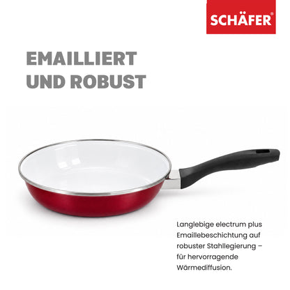 SCHÄFER Emaille Bratpfanne Ø 24 cm Metallic Red – induktionsgeeignet – Ansicht 3