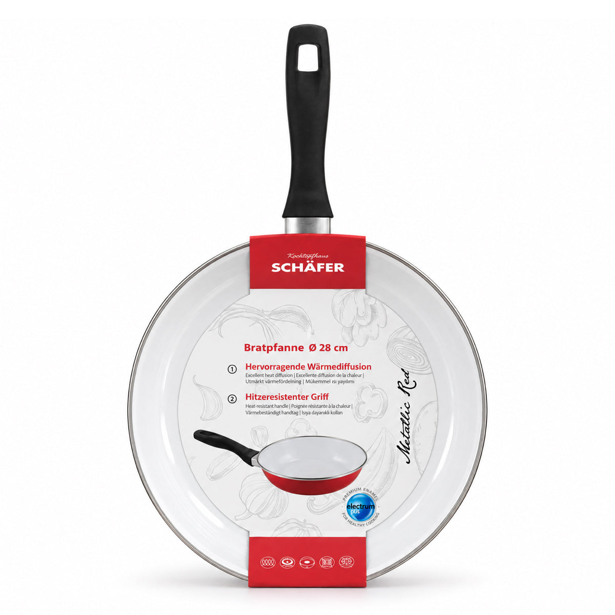 SCHÄFER Emaille Bratpfanne Ø 28 cm Metallic Red – induktionsgeeignet