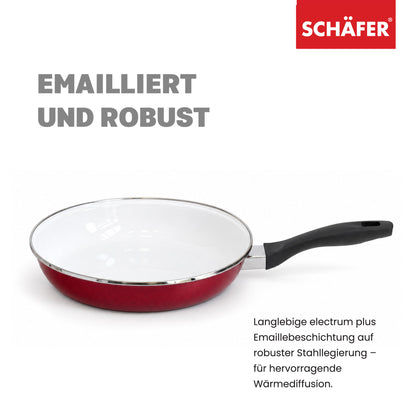 SCHÄFER Emaille Bratpfanne Ø 28 cm Metallic Red – induktionsgeeignet – Ansicht 3