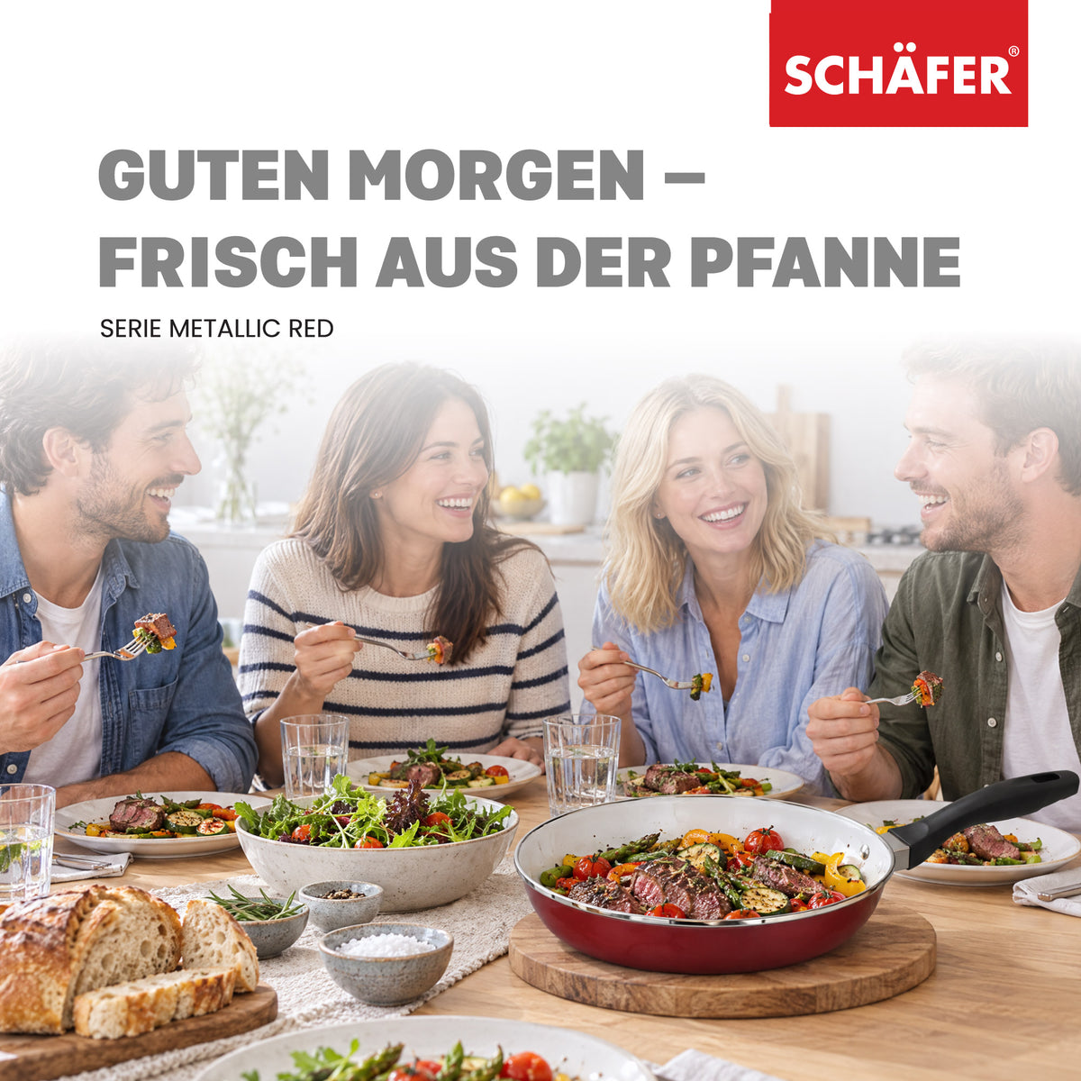 SCHÄFER Emaille Bratpfanne Ø 28 cm Metallic Red – induktionsgeeignet – Ansicht 7