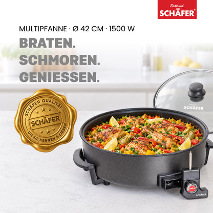SCHÄFER Multipfanne Ø 42 cm Antihaftbeschichtung 9 cm tief 1500 Watt – Ansicht 2