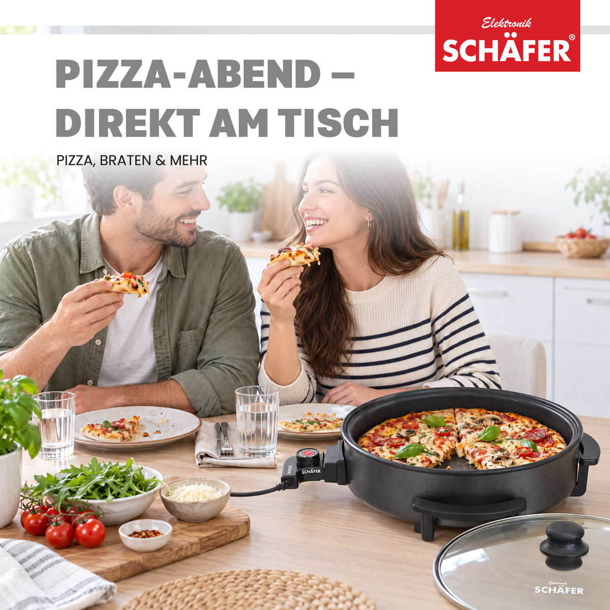 SCHÄFER Multipfanne Ø 36 cm Antihaftbeschichtung 7 cm tief 1500 Watt – Ansicht 6