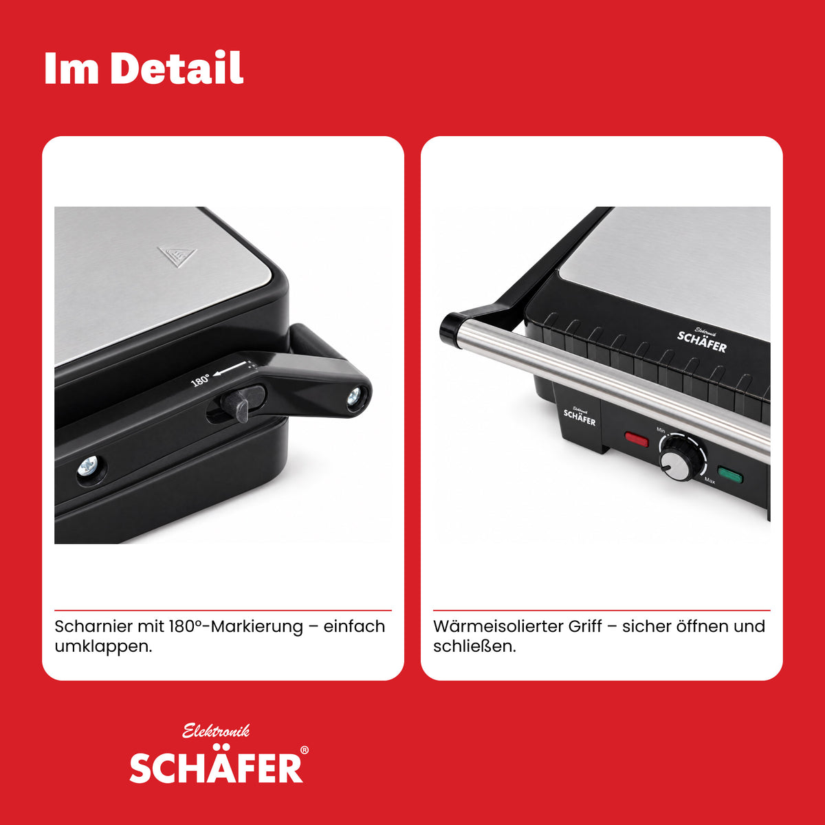 SCHÄFER Kontaktgrill 36,5 × 36 cm 2200 Watt – Ansicht 8