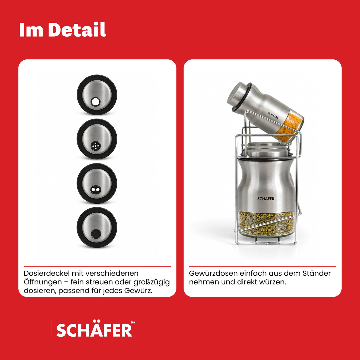 SCHÄFER 8-tlg. Edelstahl Gewürzregal 13 × 26,6 cm – Ansicht 5