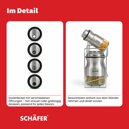 SCHÄFER 8-tlg. Edelstahl Gewürzregal 13 × 26,6 cm – Ansicht 5