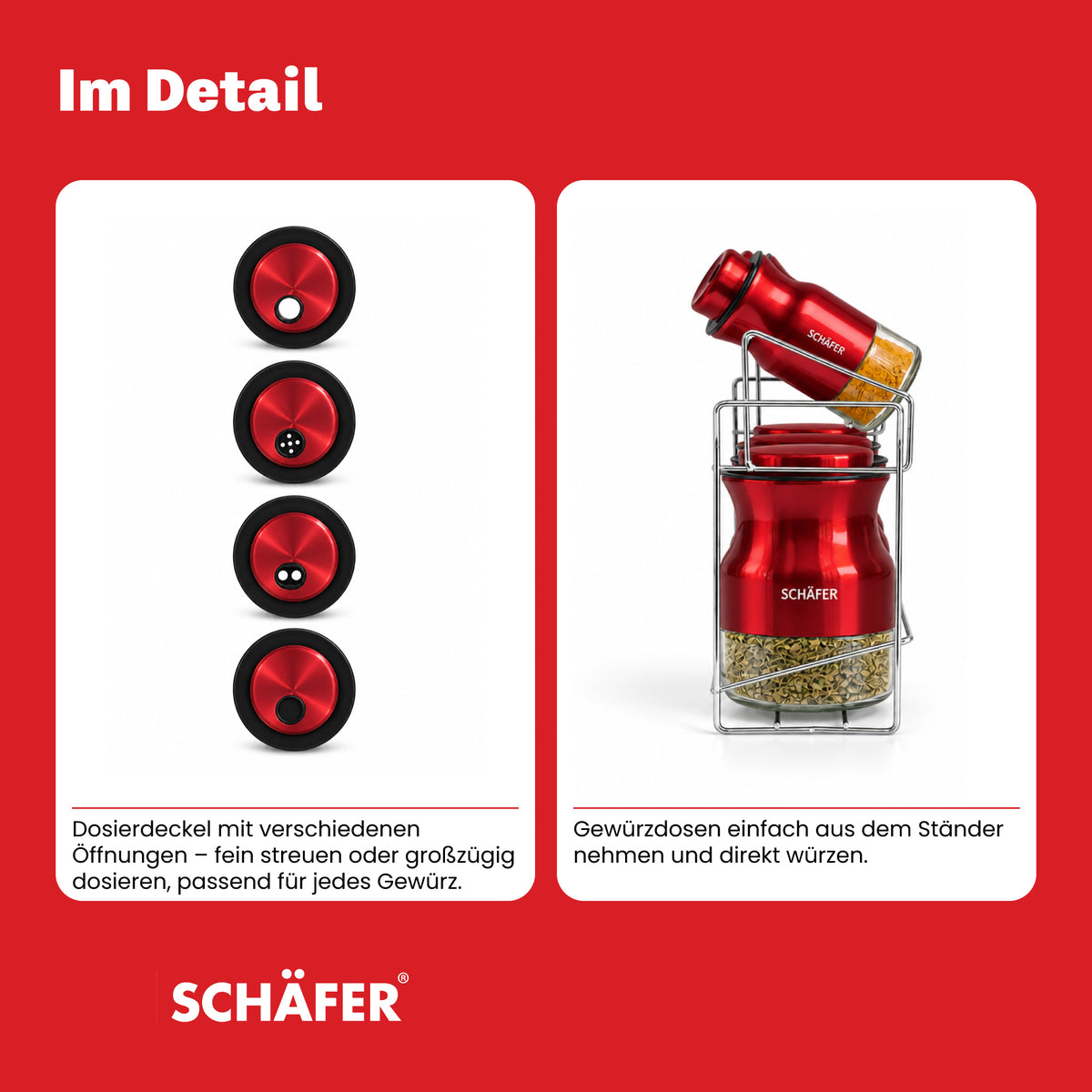 SCHÄFER 8-tlg. Gewürzregal Rot – Ansicht 5