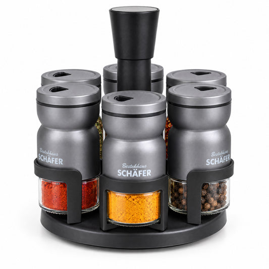 SCHÄFER 7-tlg. Gewürzständer 125 ml Grau