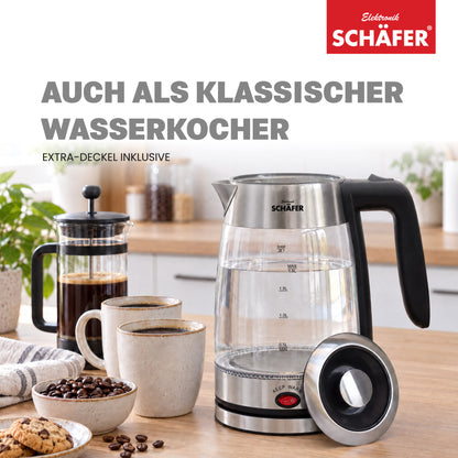 SCHÄFER Borosilikatglas Teekocher 1,8 l Silber Teekanne 0,8 l Art.-Nr. 74268 – Ansicht 8
